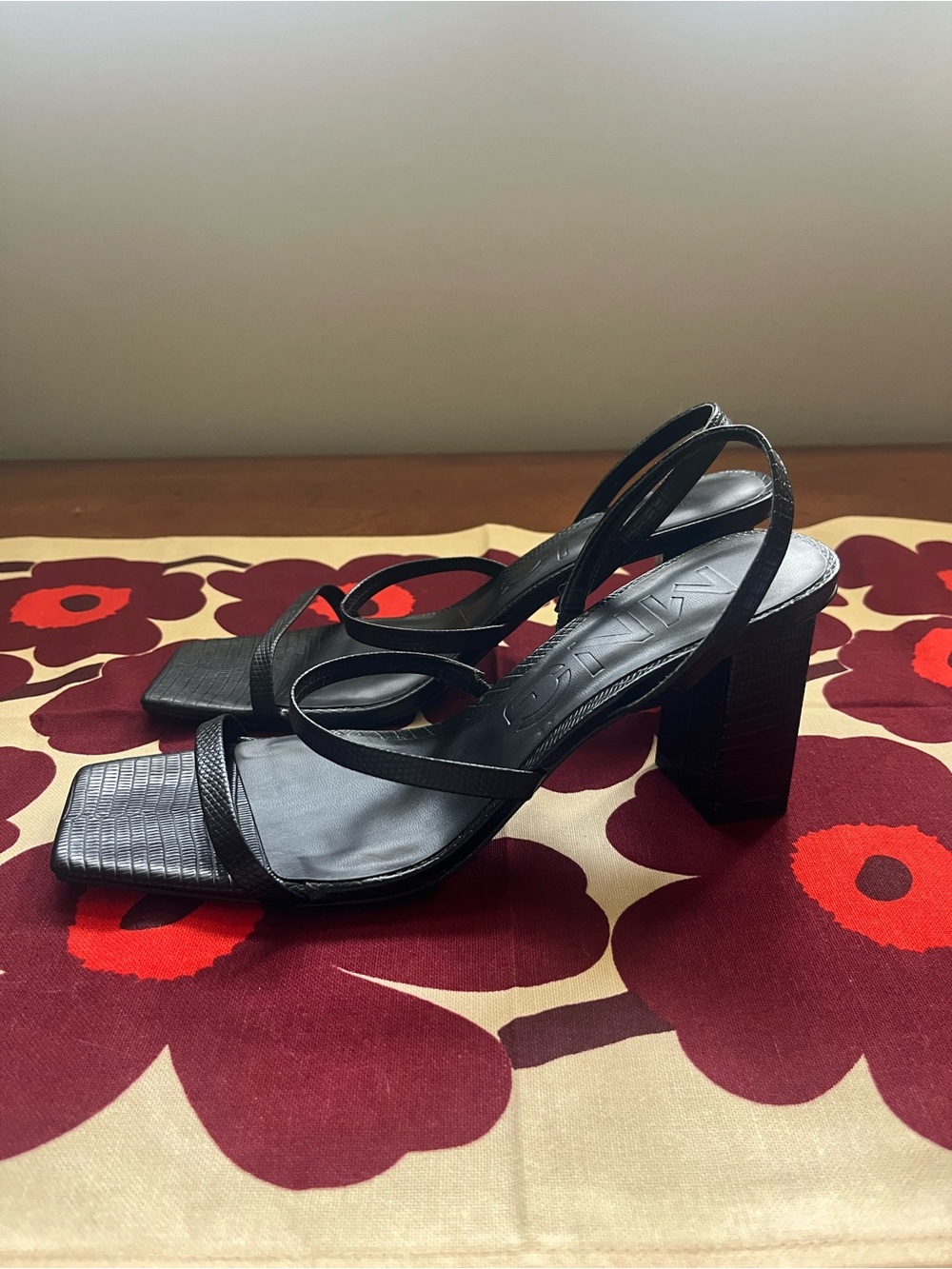 Mango Black Strappy Block Heel Sandals - Women
